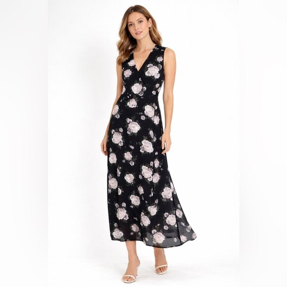 Equipment Femme Dresses & Skirts - Equipment Femme Black Floral Silk Shift Dress Size S Sleeveless Chic Summer Boho